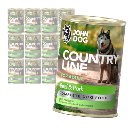 John Dog Country Line Mokra Karma Dla Dorosłych Psów Wołowina Z Wieprzowiną 12x400g