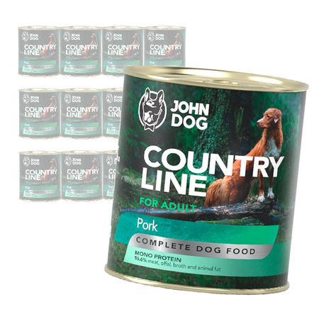 John Dog Country Line Mokra Karma Dla Dorosłych Psów Z Wieprzowiną 12x800g