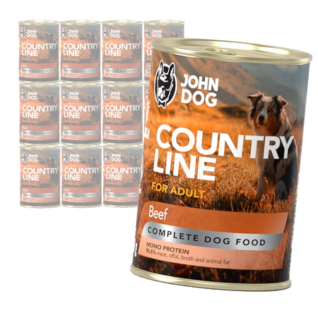 John Dog Country Line Mokra Karma Dla Dorosłych Psów Z Wołowiną 12x400g