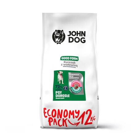 John Dog Good Form ADULT KURCZAK Z WOŁOWINĄ 12kg Małe Rasy - sucha karma dla psów