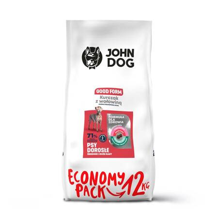 John Dog Good Form ADULT KURCZAK Z WOŁOWINĄ 12kg Średnie i Duże Rasy - sucha karma dla psów