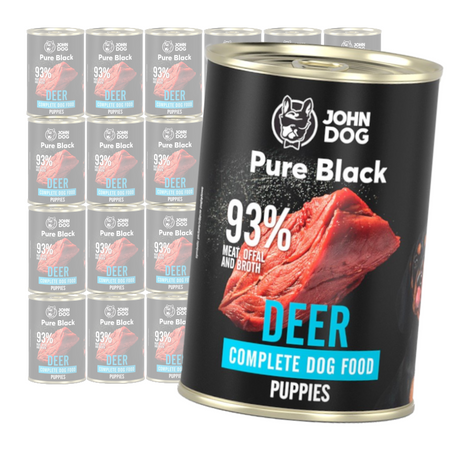 John Dog Karma Mokra Dla Psa Pure Black Jeleń Dla Szczeniąt Puszka 24x400g