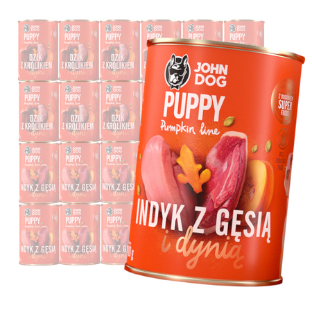 John Dog Karma Mokra Dla Szczeniąt Pumpkin Line Dzik Z Królikiem I Indyk Z Gęsią 24x400g