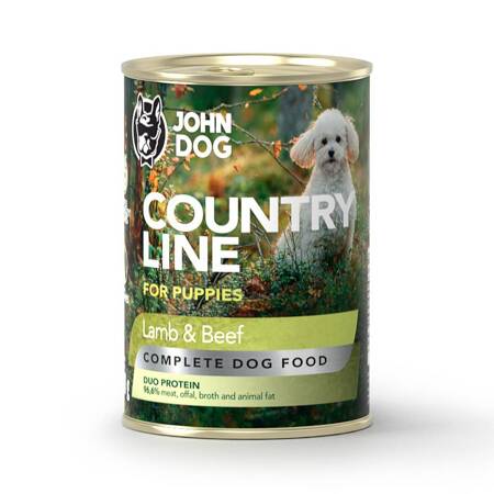 John Dog Puppy Country Line Jagnięcina z Wołowiną 400g Mokra Karma Dla Szczeniąt Duo Protein