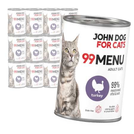 John Dog for Cats 99 Menu Mokra Karma Dla Dorosłych Kotów Z Indykiem 12x400g