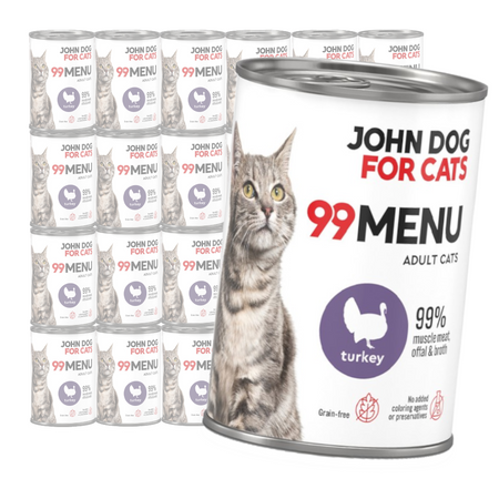 John Dog for Cats 99 Menu Mokra Karma Dla Dorosłych Kotów Z Indykiem 24x400g