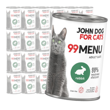 John Dog for Cats 99 Menu Mokra Karma Dla Dorosłych Kotów Z Królikiem 24x400g