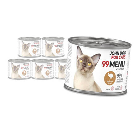 John Dog for Cats 99 Menu Mokra Karma Dla Dorosłych Kotów Z Perliczką 6x200g