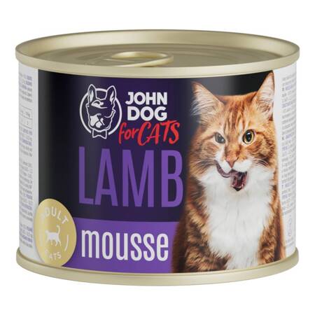 John Dog for Cats Mus z Jagnięciną 200g Bezzbożowa Mokra Karma Dla Kota