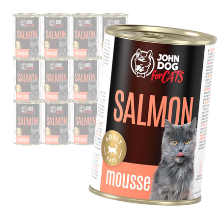 John Dog for Cats Mus z Łososiem 12x400g Bezzbożowa Mokra Karma Dla Kota