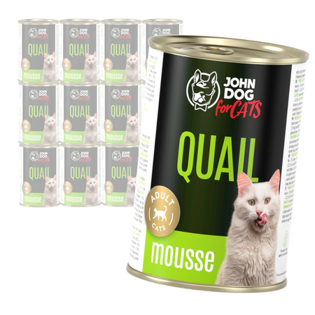 John Dog for Cats Mus z Przepiórką 12x400g Bezzbożowa Mokra Karma Dla Kota