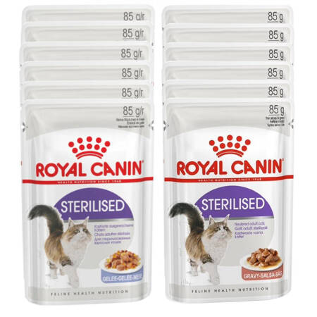 Mokra Karma Dla Kotów Sterylizowanych Royal Canin FHN Sterilised W Sosie 6x85g + W Galaretce 6x85g