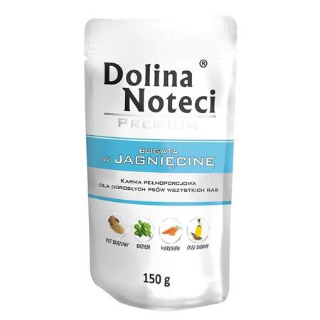 Mokra Karma Dla Psa Dolina Noteci Premium Bogata W Jagnięcinę Saszetka 150g