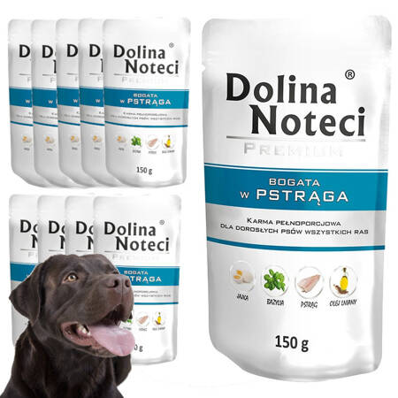 Mokra Karma Dla Psa Dolina Noteci Premium Bogata W Pstrąga Saszetka 10x150g