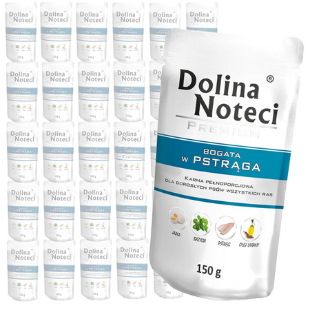 Mokra Karma Dla Psa Dolina Noteci Premium Bogata W Pstrąga Saszetka 30x150g