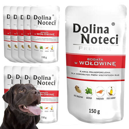 Mokra Karma Dla Psa Dolina Noteci Premium Bogata W Wołowinę Saszetka 10x150g