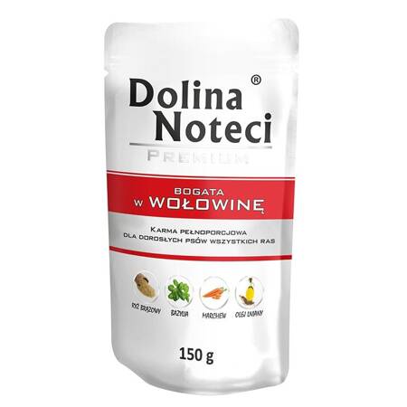 Mokra Karma Dla Psa Dolina Noteci Premium Bogata W Wołowinę Saszetka 150g