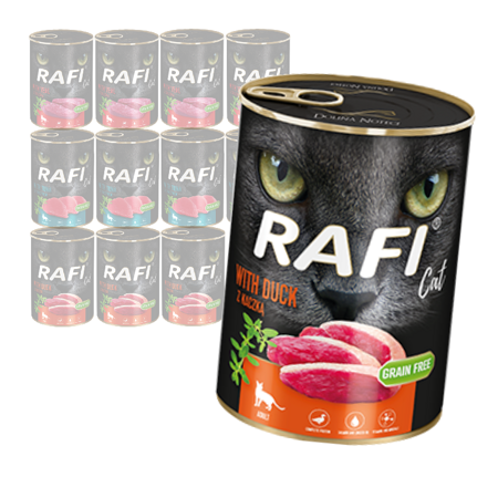 Mokra Karma dla Kotów Rafi Cat Adult 3 Smaki Puszka Zestaw 12 x 400 g