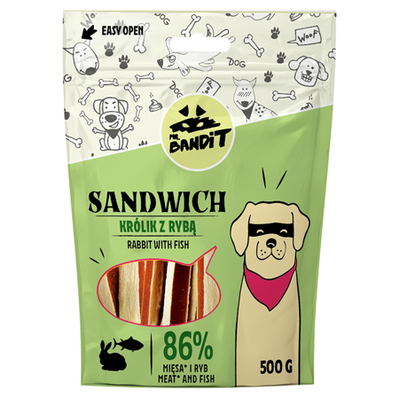Mr.Bandit Sandwich Królik Z Rybą Paski Przysmak Dla Psa 500g