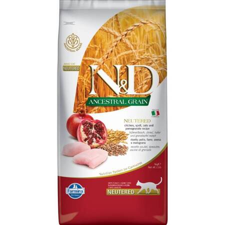 N&D Ancestral Cat Chicken Neutered 5kg Karma Sucha Kotów Sterylizowanych Niskozbożowa Kurczak Granat