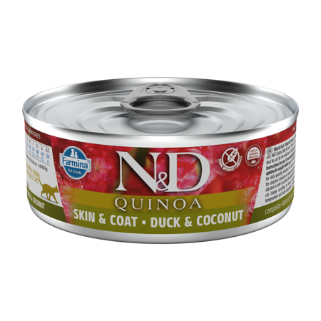 N&D CAT QUINOA DUCK & COCONUT 80g Mokra karma dla kota  - skóra i sierść, kaczka z kokosem
