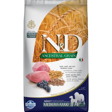 N&D Dog Ancestral Grain Lamb Adult Medium Maxi 2.5KG Karma Sucha Psy Dorosłe