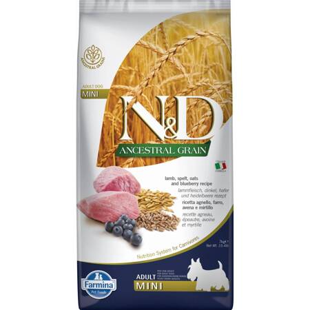 N&D Dog Ancestral Grain Lamb Adult Mini 7KG Karma Sucha Psy Dorosłe Jagnięcina