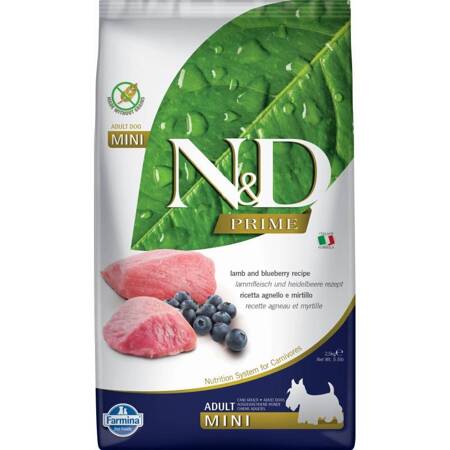 N&D Dog Prime Lamb Blueberry Adult Mini 2.5KG Sucha Karma Pies Mały Jagnięcina Borówka