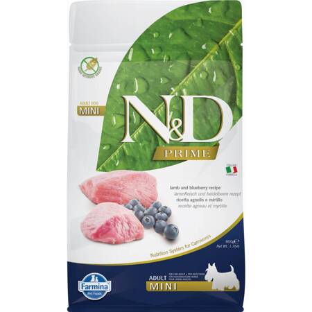 N&D Dog Prime Lamb Blueberry Adult Mini 800G Sucha Karma Pies Mały Borówka Jagnięcina