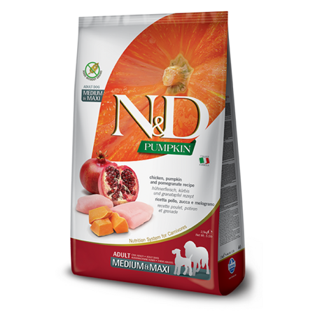 N&D GF Pumpkin Chicken Pomegranate Adult Medium Maxi  12kg