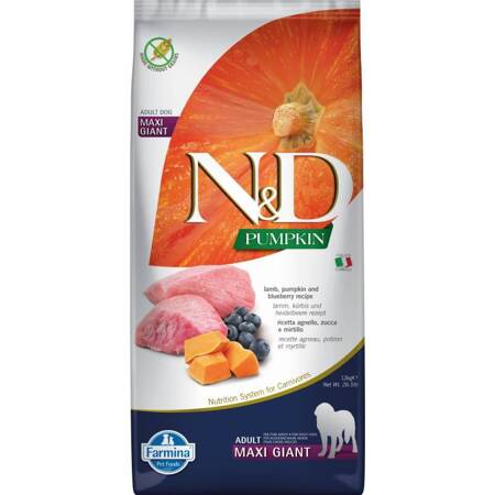 N&D Pumpkin Dog Lamb Blueberry Adult Giant Maxi 12 KG Sucha karma dla psa