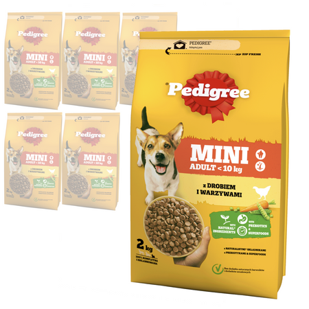 PEDIGREE Adult Mini 6x2kg Z Drobiem I Warzywami Sucha Karma Pełnoporcjowa Dla Dorosłych Psów Małych Ras