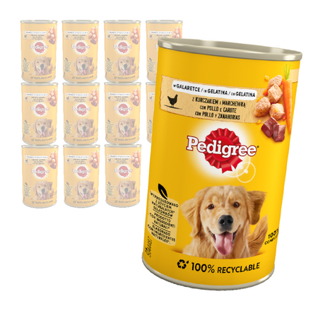 PEDIGREE Adult puszka 12x400g - Mokra Karma dla Psów z Kurczakiem i Marchewką w Galaretce