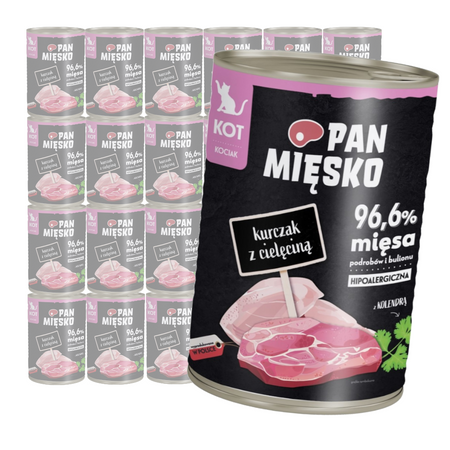 Pan Mięsko Hipoalergiczna Mokra Karma Dla Kociąt Kurczak Z Cielęciną 24x400g