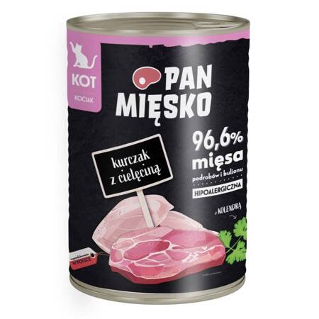 Pan Mięsko Hipoalergiczna Mokra Karma Dla Kociąt Kurczak Z Cielęciną 400g