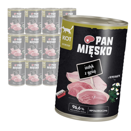 Pan Mięsko Indyk Z Gęsią 12x400g Hipoalergiczna Mokra Karma Dla Dorosłych Kotów