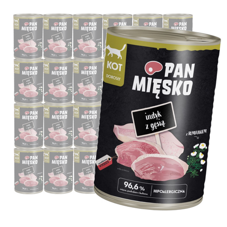 Pan Mięsko Indyk Z Gęsią 24x400g Hipoalergiczna Mokra Karma Dla Dorosłych Kotów