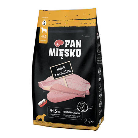 Pan Mięsko Karma Sucha Dla Psa Indyk Z Bażantem 3kg Chrupki Rozmiar S