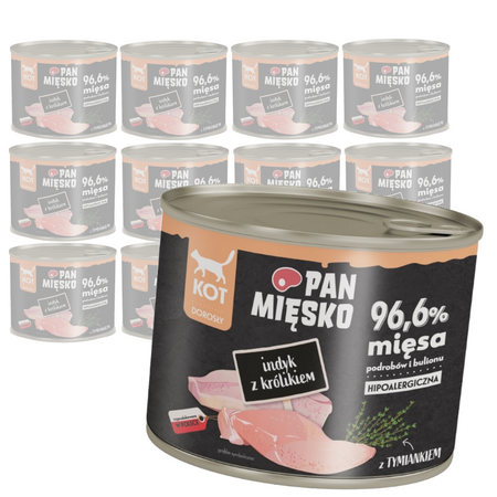 Pan Mięsko Mokra Karma Dla Kota Indyk Z Królikiem 12x200g