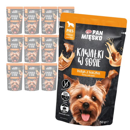 Pan Mięsko Mokra Karma Dla Psa 12x150g Kawałki W Sosie Indyk Z Kaczką