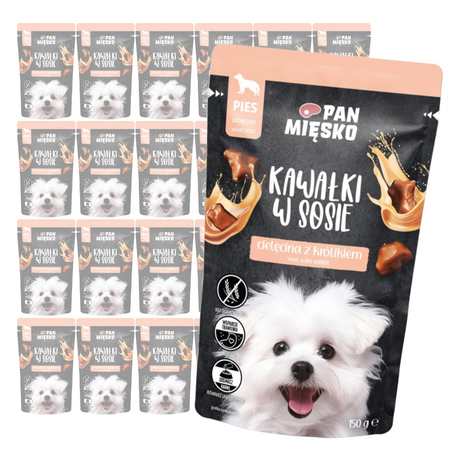 Pan Mięsko Mokra Karma Dla Psa 24x150g Kawałki W Sosie Cielęcina Z Królikiem