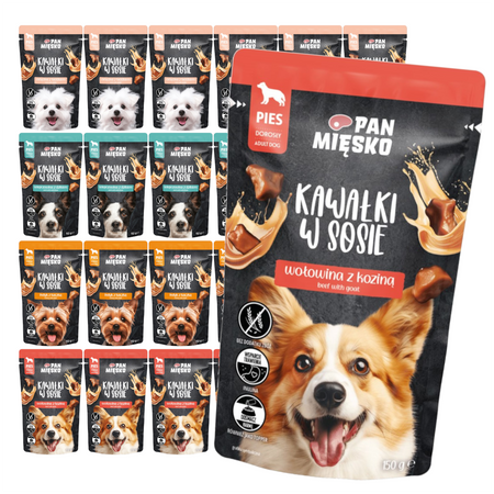 Pan Mięsko Mokra Karma Dla Psa 24x150g Kawałki W Sosie Mix Smaków