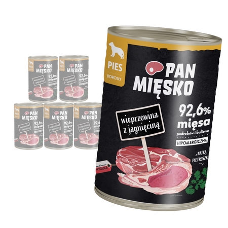 Pan Mięsko Wieprzowina z Jagnięciną 6x400g Mokra Karma Dla Psów Dorosłych