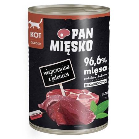 Pan Mięsko Wieprzowina z Jeleniem 400g Mokra Karma Dla Kota