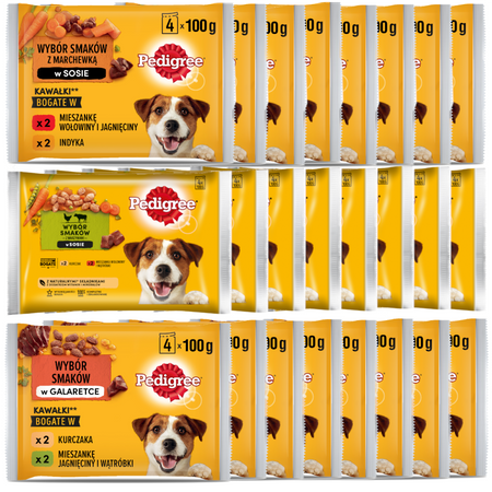 Pedigree Adult Saszetka 24x400g Wybór Smaków Mokra Karma Dla Psa Mix Smaków W Sosie I Galaretce