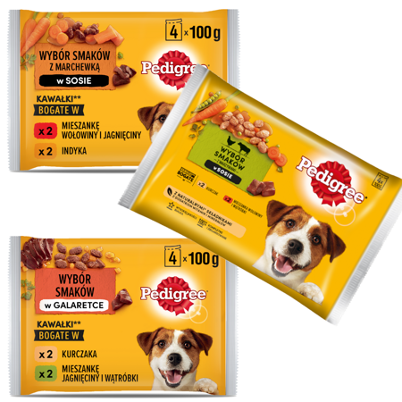 Pedigree Adult Saszetka 3x400g Wybór Smaków Mokra Karma Dla Psa Mix Smaków W Sosie I Galaretce