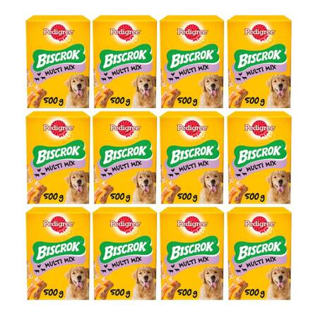 Pedigree Biscrok Multi Mix 12x 500g Przysmak dla psa chrupiące ciasteczka