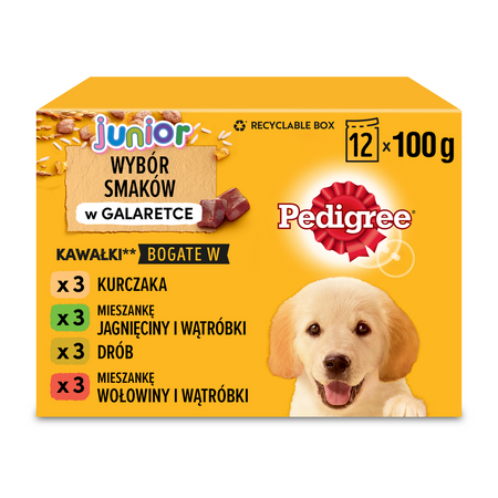 Pedigree Junior Saszetka 12x100g Mokra Karma W Galaretce Dla Psa Mix Czterech Smaków