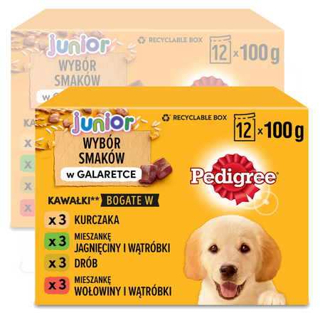 Pedigree Junior Saszetka 24x100g Mokra Karma W Galaretce Dla Psa Mix Czterech Smaków