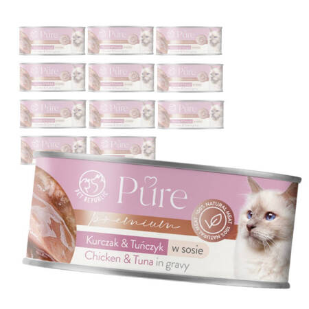 Pet Republic Pure Mokra Karma Dla Kota Kurczak Z Tuńczykiem W Sosie 12x80g